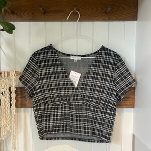 Black and White Plaid Women's Top